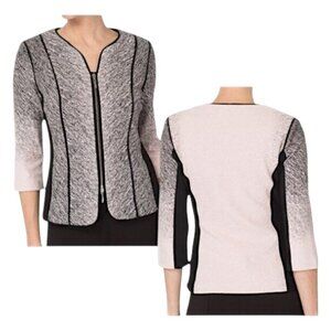 Joseph Ribkoff Gradient Zip Jacket Black Pink Size 8 Ombre Jacquard
